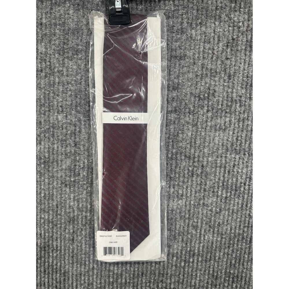 Calvin Klein Necktie Mens One Size Burgundy New Striped Formal Business Tie